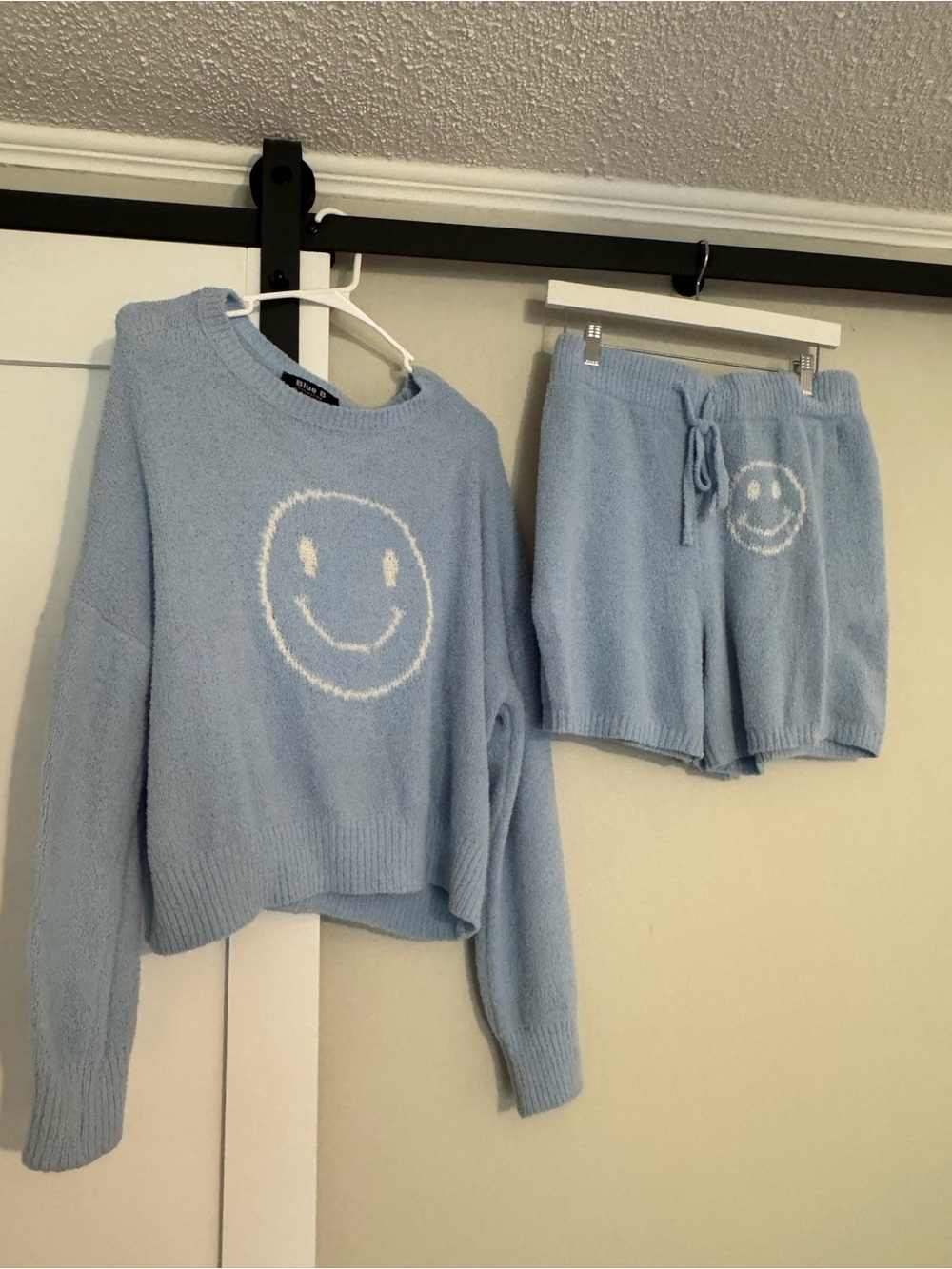 Blue B Collection Light Blue Smiley Knit Pullover
